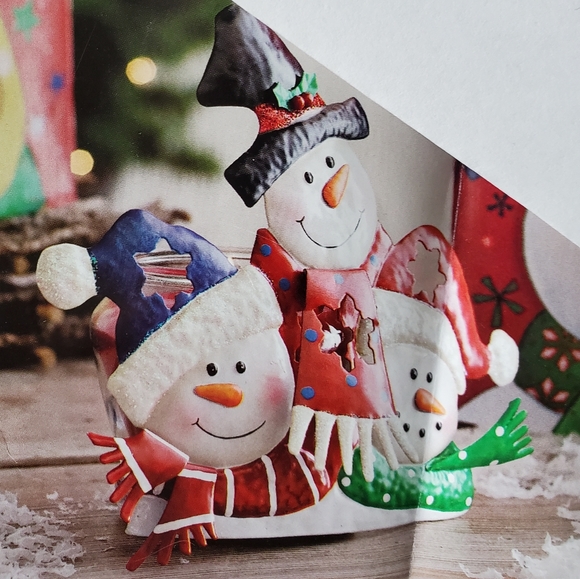 Home Interiors Snowman & Friends Candle Holder New Metal 9x4x8 - Picture 4 of 5